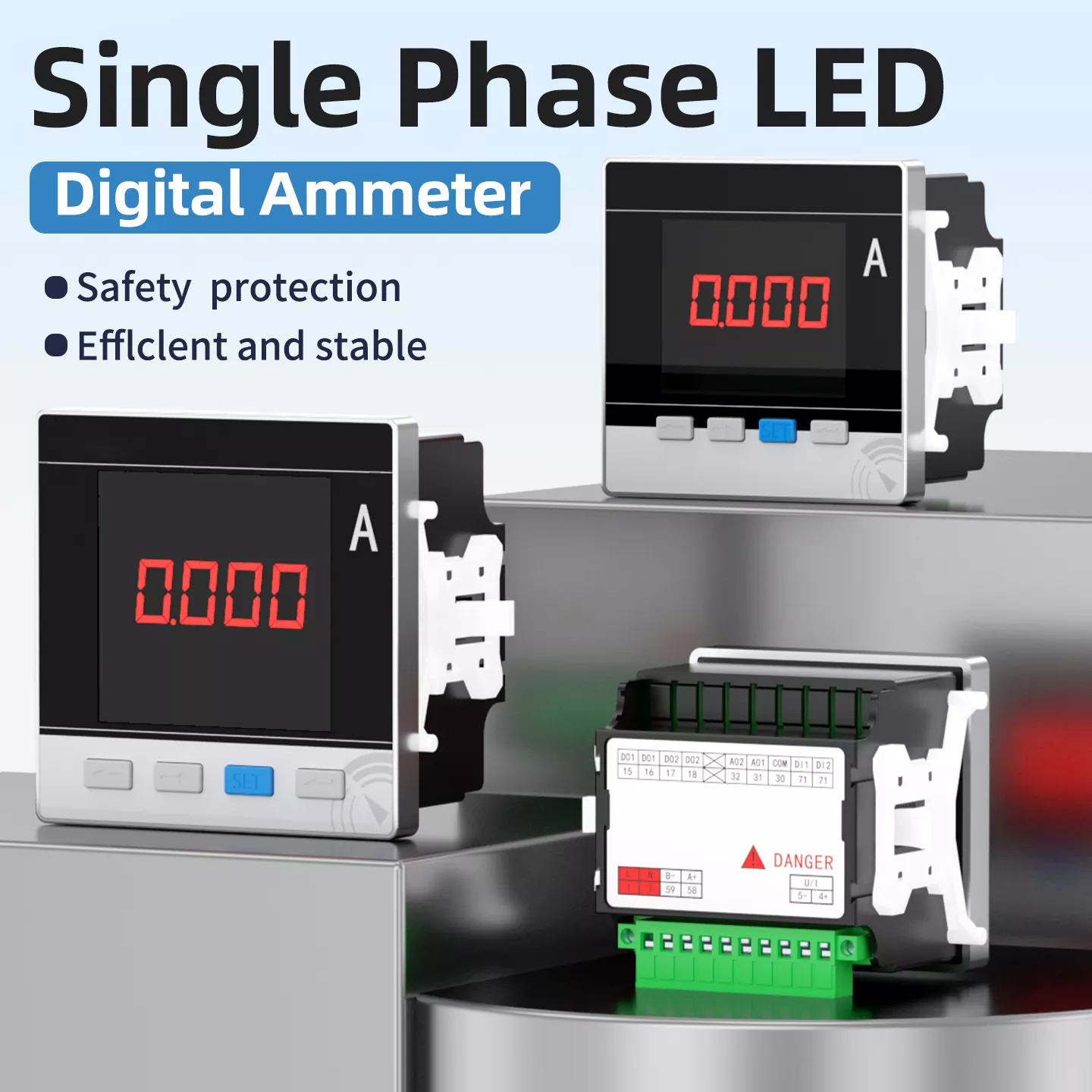 Egyfázisú LED digitális ampermérő