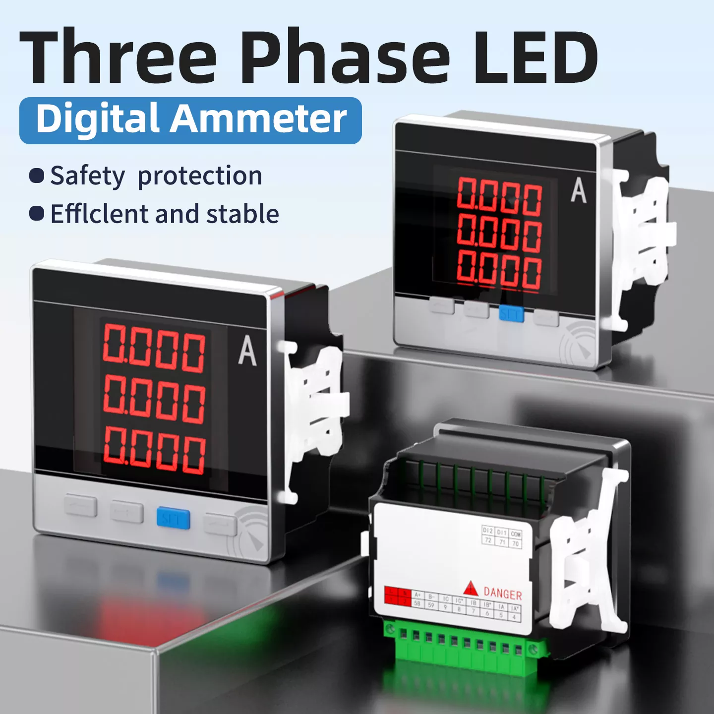 Háromfázisú LED digitális ampermérő
